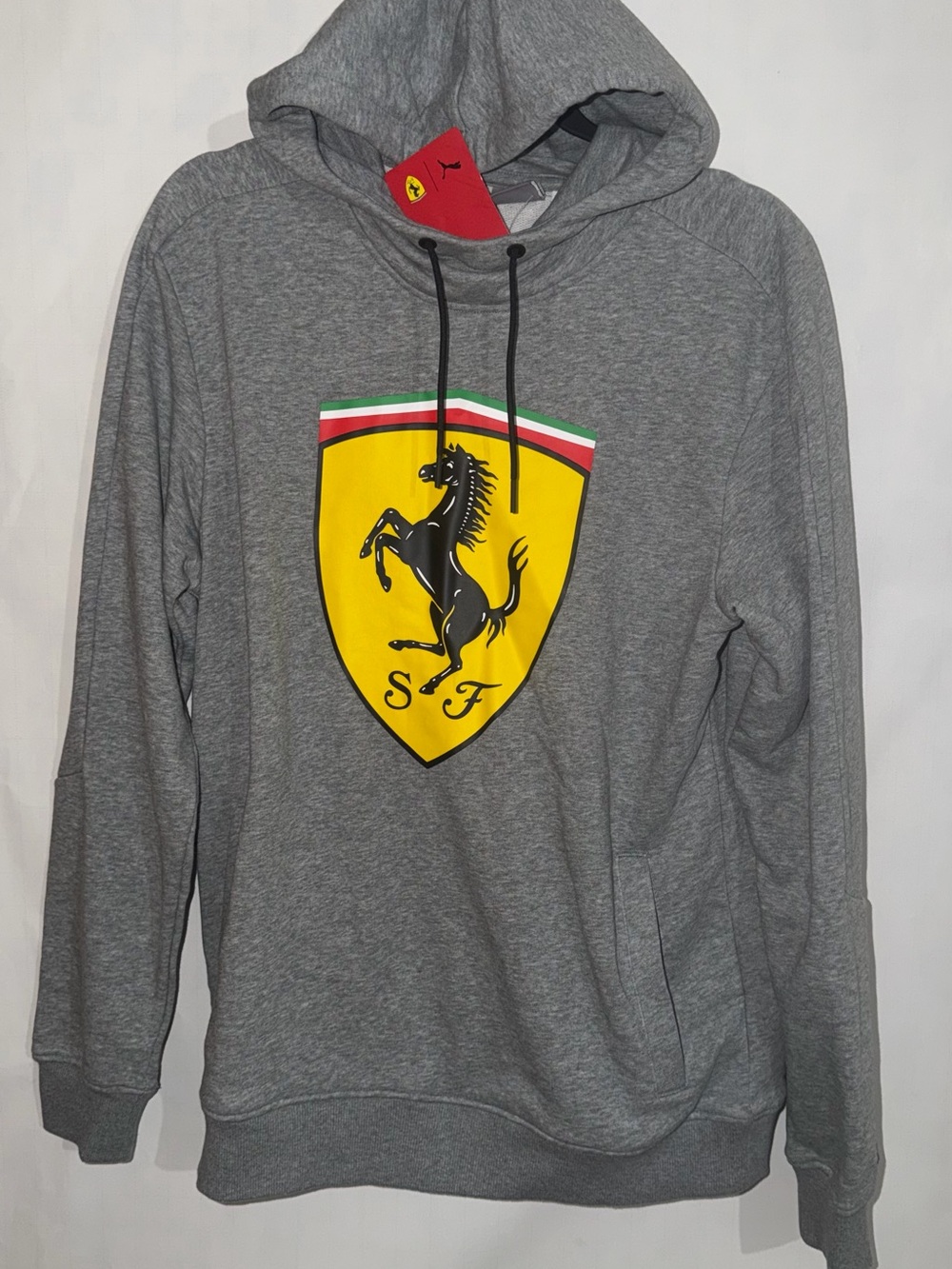 Ferrari Grey Hoodie with Yellow Shield Logo size M